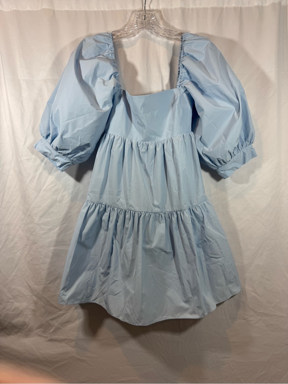 Amanda Uprichard Baby Blue Mini Dress with Puff Detail XS